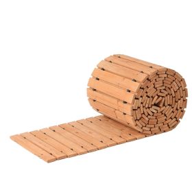Wooden Garden Pathway, 24 ft L x 17 in W, Non-Slip Straight Garden Walkway, Roll Out Cedar Outdoor Walkway Path with Wire Rope Connection