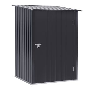 3.3' x 3.4' Metal Lean-to Garden Shed, Outdoor Weather Resistant Storage Shed with Lockable Door for Patio Garden Backyard Lawn, Dark Gray