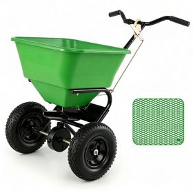 Green Heavy-Duty Walk-Behind Broadcast Lawn Spreader, 66 Lbs Capacity Adjustable Flow Control