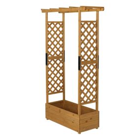 Raised Garden Bed with Trellis, Hanging Roof, Planter Box, Drainage Holes, Vertical Plant Container for Vine Climbing Plant Flower