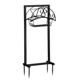 Heavy Duty Detachable Garden Hose Holder with Storage Basket, 15.8"D x 8"W x 39.4"H Upgraded Water Hose Stand
