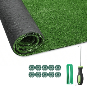 6FT*25FT Artificial Turf, Mat with Drainage Holes. Fake Grass with Rubber Backing, Ideal for Indoor/Outdoor Pet Areas, Garden, Lawn