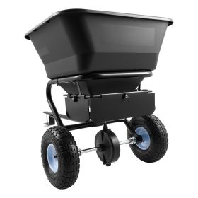 Tow-Behind Spreader, 9.8 ft Spreading Width, Broadcast Spreader with 10" All-Terrain Tires, 85 lbs Capacity Hopper, Adjustable Flow Control