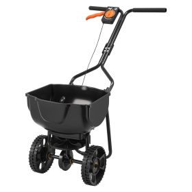Walk-Behind Spreader, 9.8ft Spreading Width, Push Broadcast Spreader with 10" All-Terrain Tires, Adjustable Flow Control, 15lbs Capacity Hopper
