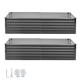 2 Pack Galvanized Raised Garden Beds, 6.67 x 3.35 x 1.51 ft, Rectangular Metal Planter Boxes Kit Outdoor, Elevated Planting Box with Gloves, Alu-