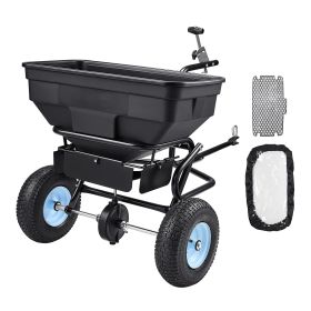 Tow Behind Broadcast Spreader, 130LBS Capacity, Tow/Push Garden Spreader with 13 in Tires, 30 Adjustable Setting & 9.8 ft Spreading Width