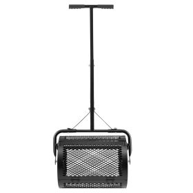 Compost Spreader, 16.5" Wide Peat Moss Spreader with T Shaped Handle, 3 Heights Adjustable, Powder-Coated Steel Garden Peat Moss Roller