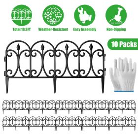 10 Packs Garden Decorative Lawn Edging Border PP Garden Fence Panels Easy Assembly Outdoor Flower Bed Landscape Fencing No-Dig Spikes with Gloves