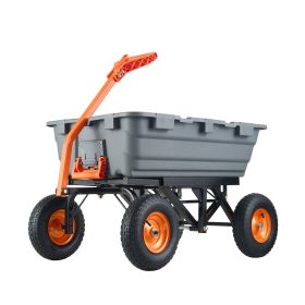 Garden Cart, Durable Poly Dump Cart with Simple Assembly Steel Structure, Versatile Dump Wagon with Dual-Function Handle
