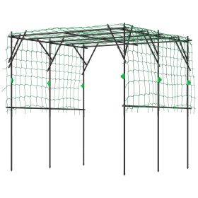 Garden Arch Trellis, 7.3 FT Tall Metal Plant Trellis Support with Climbing Net, Cucumber Trellis for Vegetables, Black