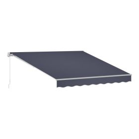 Manual Retractable Awning, 11.5' X 9.8' Outdoor Patio Awning Retractable Sun Shade, Patio Door Window Water-Resistant Polyester Sunshade Shelter (Option: Default)