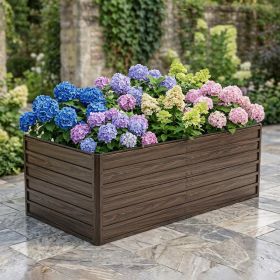 74.6in X35.4inx25in Raised Garden Bed Kit, Metal Elevated Planter Box, Open Drainage Base, 4 Reinforcing Rods, Rustproof Steel With Safety Edging (Option: Walnut Metal)