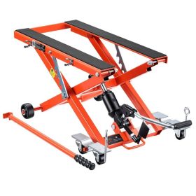 Hydraulic Motorcycle Lift Jack, 1100 Lbs Capacity, Scissor Lift Jack Portable Motorcycle Hoist Stand With 6 Wheels, 4.72-15.15 Height Range, Hydr (Option: Default)