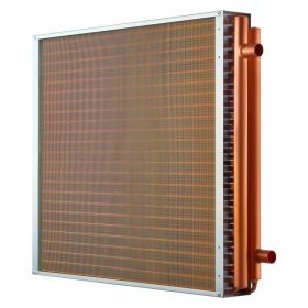 Water To Air Heat Exchanger, 24 X 24 In Finned Tube HVAC Heat Exchanger Coil With Copper Tubes & Aluminum Fins, 225K BTU Output For Outdoor Wood (Option: Default)
