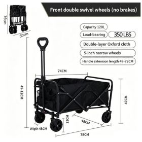 Multifunctional Folding Handcart, Portable And Foldable Outdoor Camping Vehicle, Suitable For Various Scenarios Such As Picnics, Beach Outings, S (Option: Black)