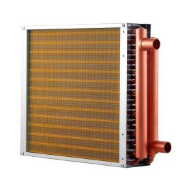 Water To Air Heat Exchanger, 14 X 14 In Finned Tube HVAC Heat Exchanger Coil With Copper Tubes & Aluminum Fins, 65K BTU Output For Outdoor Wood F (Option: Default)