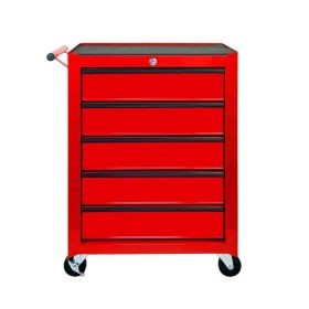 Excelo 5 Drawer Rolling Tool Chest, Ball Bearing Slides, Steel Storage For Garage And Workshop (Option: Red)