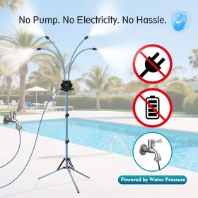 Standing Misters for Outside Patio, Adjustable Height 5.3 FT Stand Misting System for Cooling Outdoor, Portable Water Mister for Mist Playing (Color: Blue)