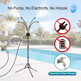 Standing Misters for Outside Patio, Adjustable Height 5.3 FT Stand Misting System for Cooling Outdoor, Portable Water Mister for Mist Playing (Color: Black)