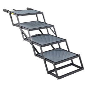 Dog Stairs For Car, 4 Steps Extra Wide Foldable Dog Ramp For Large Dogs With Non-Slip Surface, Portable Lightweight Pet Stairs Ladder For Car, SU (Option: Default)