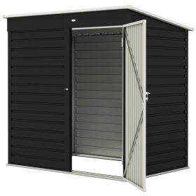 6' X 4' Outdoor Garden Shed, Metal Storage Shed With Lockable Door And Gloves For Backyard Garden Patio, Dark Gray (Option: Dark Gray White)